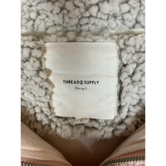 Thread & Supply Nordstrom Women's L Large Pink Sherpa Quarter Zip Fuzzy Pullover - Picture 5 of 12